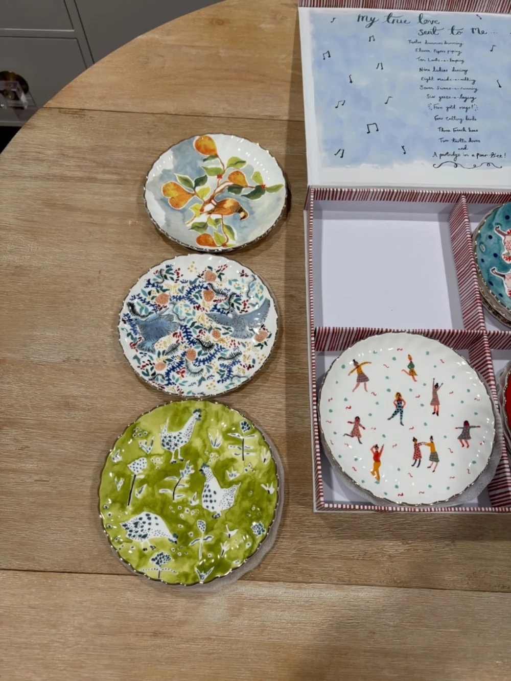 MINT New Anthropologie 12 Days of Christmas Canape Plate Set of 12 In Box 2018